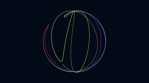 Futuristic neon sphere with lines in dark space Stock-Footage 215087060