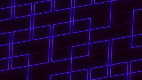 Futuristic neon square grid background with glowing purple lines on dark surface Vídeos de archivo 334140455