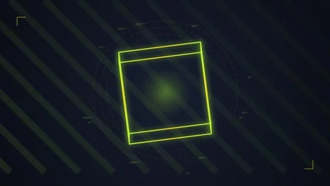 Futuristic Neon Square HUD Interface Overlay with Diagonal Lines and Digita.. Stock Footage 348572030