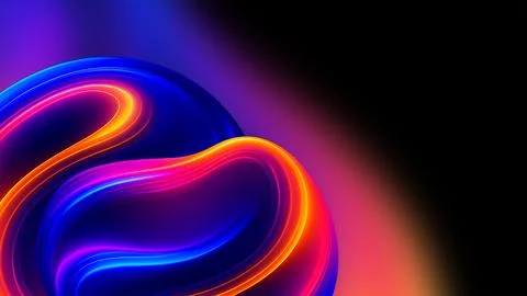 Futuristic Neon Stream 3D Gradient with Dark Background Stock Illustration