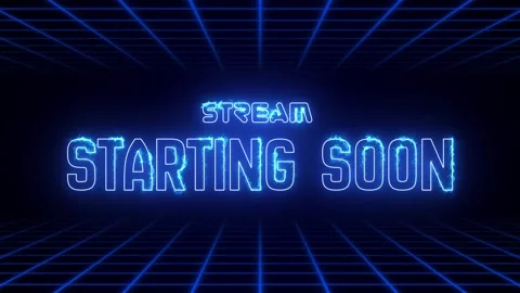 Futuristic Neon Stream Starting Soon Loop Animation with Glowing Electric T.. Stock Footage 315014667
