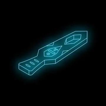 Futuristic neon sword glowing on dark background Stock Illustration