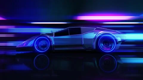 Futuristic neon synthwave style 3d render animation loop Stock Footage 200483346