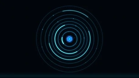 Futuristic Neon Target Scope: Abstract Glowing Digital Circular Wave Video stock 346004832