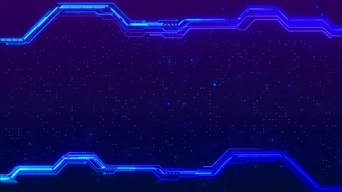Futuristic neon tech frame visual with electric blue circuit edges, dark starry Stock Footage 340527981