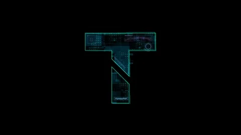 Futuristic Neon Tech Logo with Circuit Design and Digital Aesthetic on Black Stock Footage 341917882