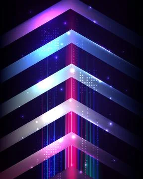 Futuristic neon technology background with glowing purple and blue upward a.. Illustrazione stock