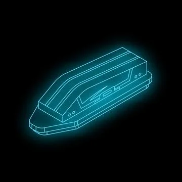 Futuristic neon train moving forward on black background イラスト素材