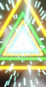 Futuristic Neon Triangular Tunnel with Speeding Light Streaks.. 库存插图