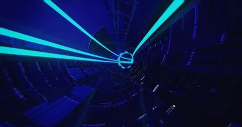 Futuristic neon tunnel. 3D render Stock Illustration