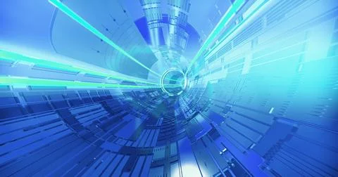 Futuristic neon tunnel. 3D render Stock Illustration