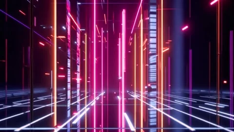 Futuristic neon tunnel with dynamic light streaks 動画素材 340024804