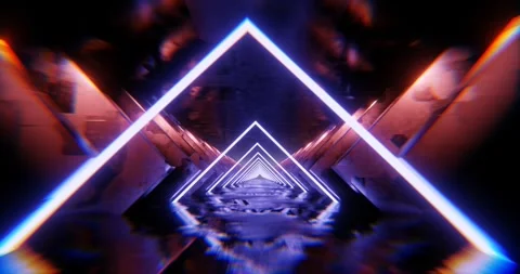 Futuristic Neon Tunnel Flythrough: Dynamic 3D Animation.  Video stock 282121646
