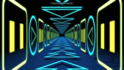 Futuristic Neon Tunnel with Geometric Patterns 스톡 일러스트