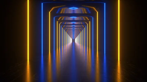Futuristic Neon Tunnel Loop Stock Footage 304391703