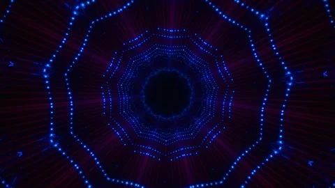 Futuristic Neon Tunnel Motion Background Blue Red Laser VJ Loop Stock Footage 340263452