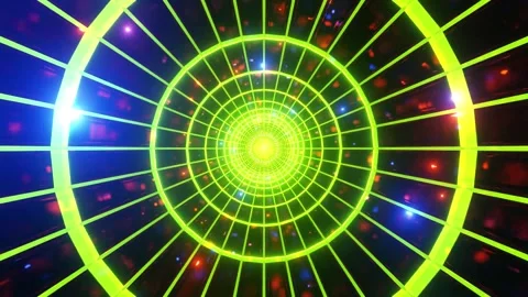 Futuristic Neon Tunnel Vortex with Glowing Lights Animation Stock Footage 303140191