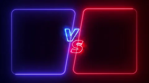 Futuristic Neon Versus Battle Screen Animation with Blue and Red Glowing Frame Stock Footage 311108136