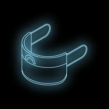 Futuristic neon virtual reality headset glowing on dark background Stock Illustration