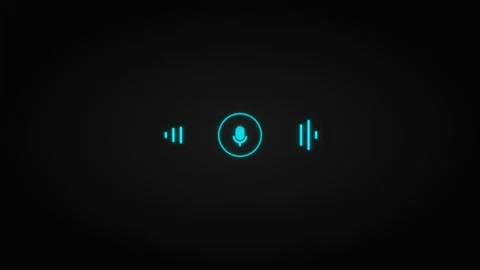 Futuristic Neon Voice Assistant UI - Glowing Microphone and Audio Waves Icon Vídeos de archivo 335399729