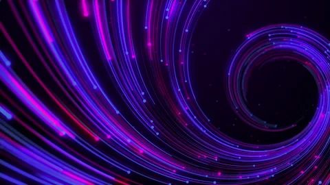 Futuristic neon wave lines in glowing pink and blue curves 動画素材 337862727
