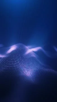 Futuristic neon wave lines over dark blue abstract digital landscape Stock Illustration