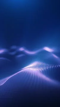 Futuristic neon wave lines over dark blue abstract digital landscape Stock Illustration