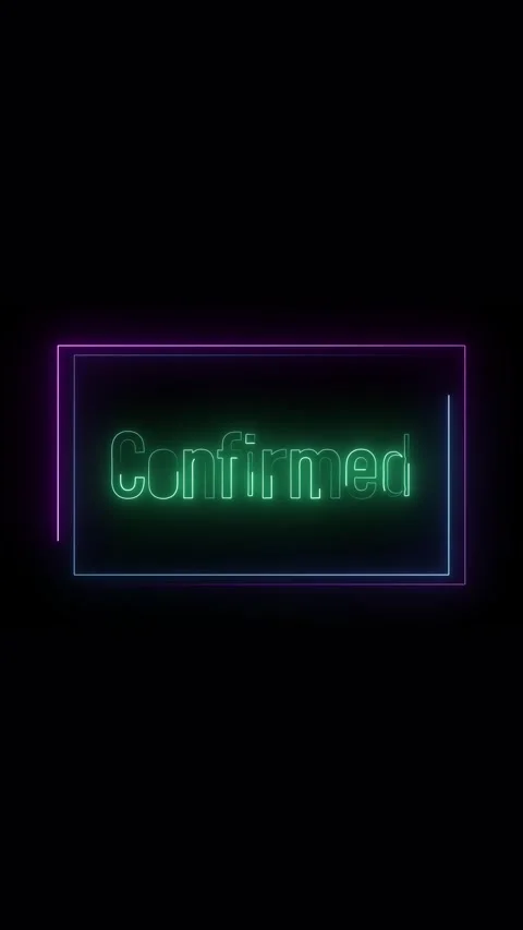 Futuristic neon word confirmed with glowing blue and purple streaks on dark.. Stock Footage 321722904