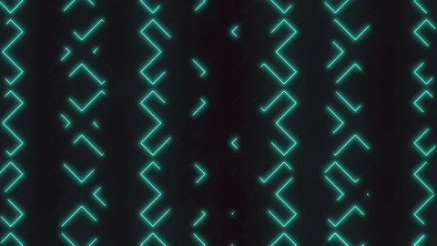 Futuristic neon X pattern background with glowing turquoise lines on dark wall Stock Footage 334140326