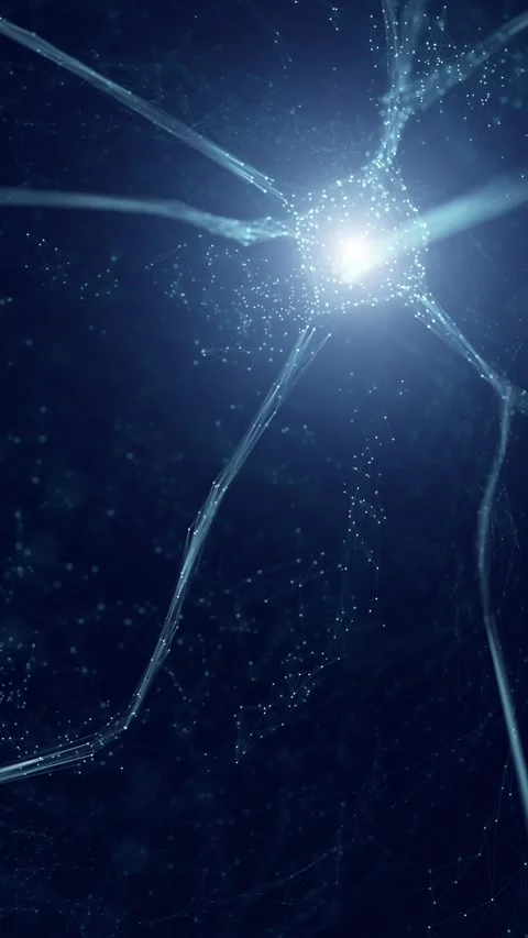 Futuristic nerve cell in digital ai brain with flickering lights Stock Footage 345327390