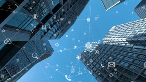 Futuristic network concept, city Technology 스톡 동영상 164605015