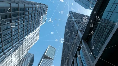 Futuristic network concept, city Technology 스톡 동영상 164605028