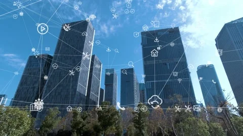 Futuristic network concept, city Technology Stock Footage 164605136