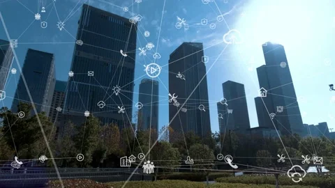 Futuristic network concept, city Technology 스톡 동영상 164605164