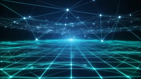 Futuristic network connections glowing brightly in dark space 库存影片 337874368