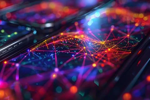 Futuristic network connectivity abstract background Stock Photos