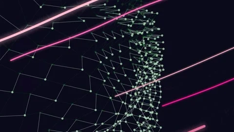 Futuristic Network Data Plexus with Neon Pink Light Trails Stock Footage 331391677