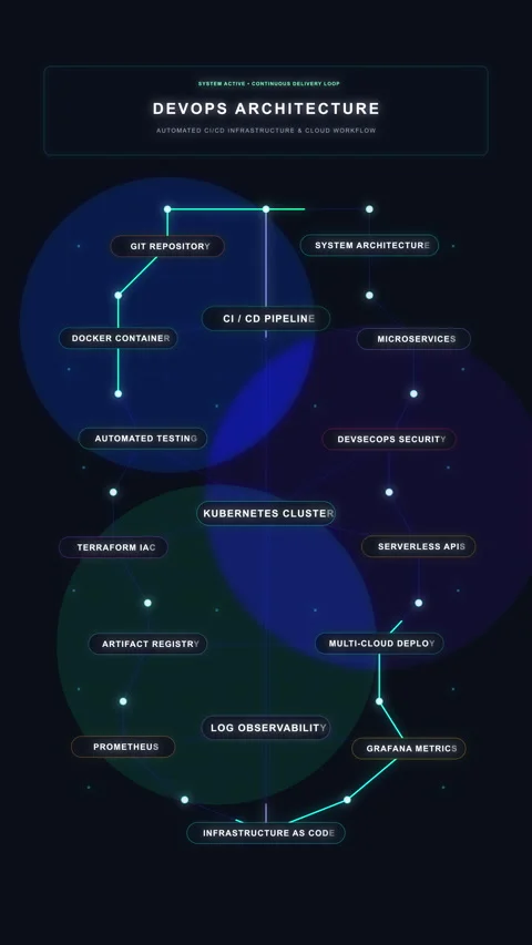 Futuristic network diagram animation with data nodes and tech HUD 스톡 동영상 347054749