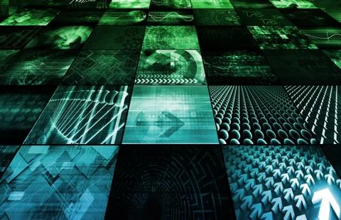 Futuristic Network Energy Data Grid Stock Illustration