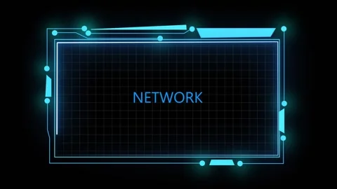 Futuristic network interface with cyan neon grid. Futuristic network interf.. Stock Footage 337815679