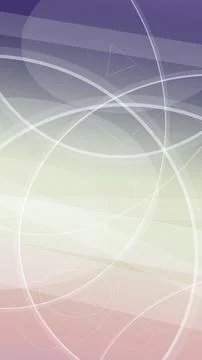 Futuristic network lines and geometric arcs float over a calm pastel gradie.. Stock Illustration