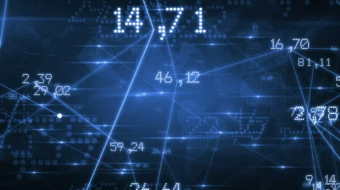 Futuristic Network with Numbers and Lines. Blue Background. Looped. HD 1080. Stock Footage 54564328