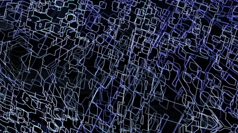 Futuristic Network Pattern Video Glitch Geometric Rotation Outlines-02 Stock Footage 313706763