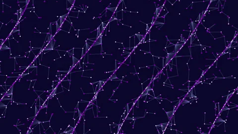 Futuristic Network Of Purple Lines And Dots Stock Footage 247234570