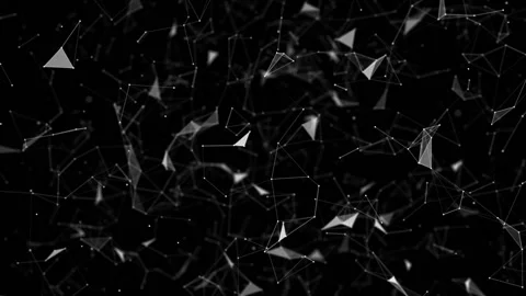 Futuristic Network.Field of interacting particles. Depth of field. Seamless loop Stock Footage 96984179