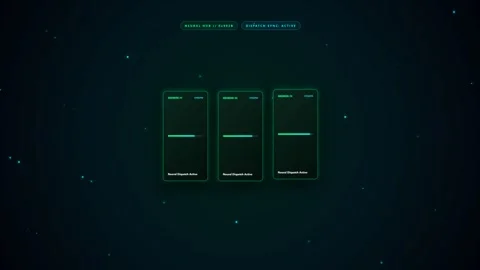 Futuristic Neural Hub Interface With Animated Syncing Progress Bars Stock Footage 347626306