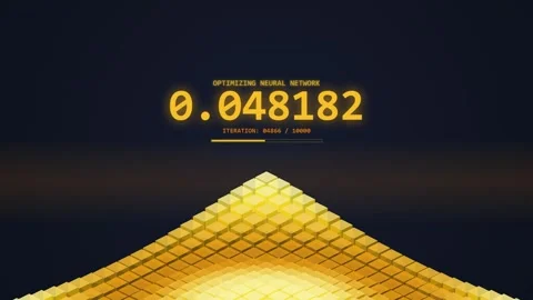 Futuristic Neural Network Algorithm Performance Data Display 0.885000 Stock Footage 348412130