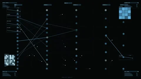 Futuristic Neural Network Interface with AI Training Data Visualization and.. Stock Footage 334107386