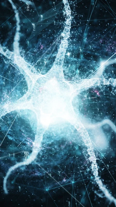 Futuristic Neural Network  Sci-Fi Digital Neuron Vertical Mobile Background Loop Stock Footage 311455094