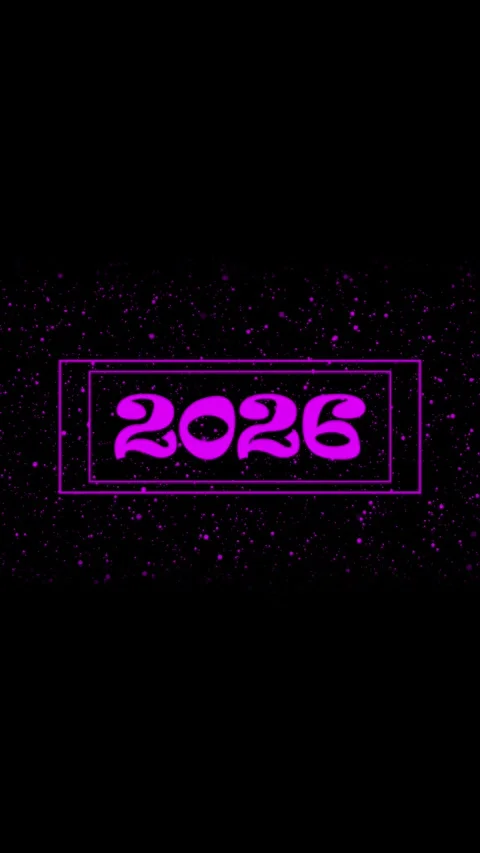 Futuristic new year 2026 digital video greeting with purple glowing number .. Stock Footage 331811730